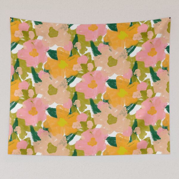 Item preview, Pretty pink and orange flowers on a white base designed and sold by Pattern-Design.
