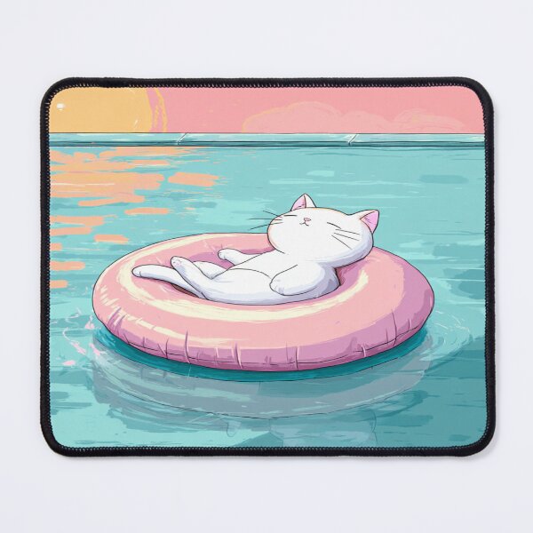 Item preview, Relaxing Kitty Pool Float Sunset Summer Vibes designed and sold by NicolasGlowArt.