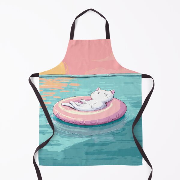 Item preview, Relaxing Kitty Pool Float Sunset Summer Vibes designed and sold by NicolasGlowArt.