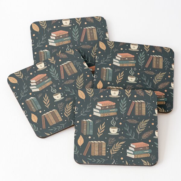 Item preview, Dark Academia Seamless Pattern with Books and Coffee designed and sold by Erik Visnievskij.