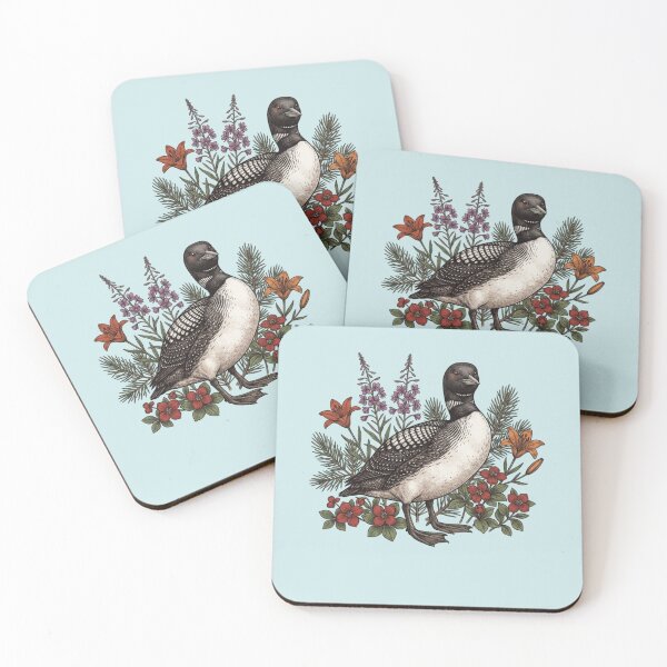 Item preview, Common Loon with Fireweed Lilies and Pine designed and sold by BirdsnStuff.