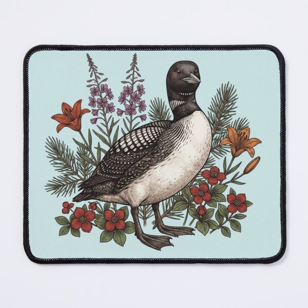 Item preview, Common Loon with Fireweed Lilies and Pine designed and sold by BirdsnStuff.