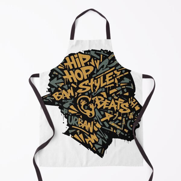 Item preview, Bold black-and-white graffiti silhouette of a young man in a cap filled with hip hop words like beats, style and urban, expressing street music culture, designed and sold by Dejbar.