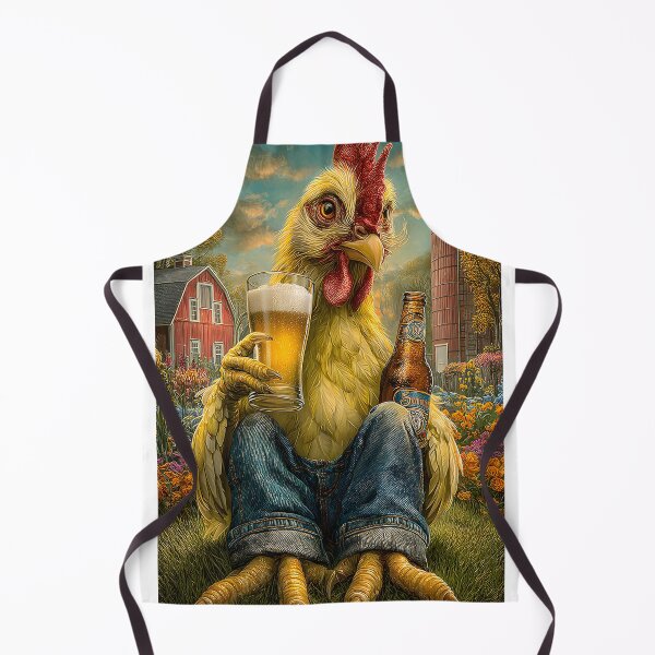 Item preview, Humorous Chicken Enjoying Beer in a Colorful Field designed and sold by Artessie.