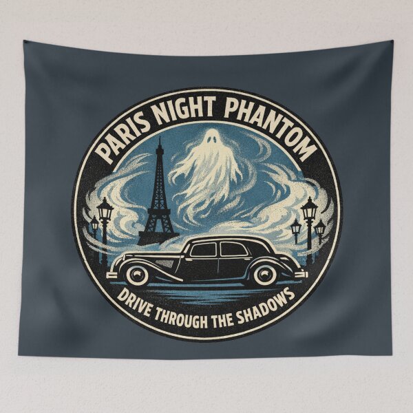 Item preview, Paris Night Phantom Vintage Ghost Car Poster designed and sold by Retro Arabica.