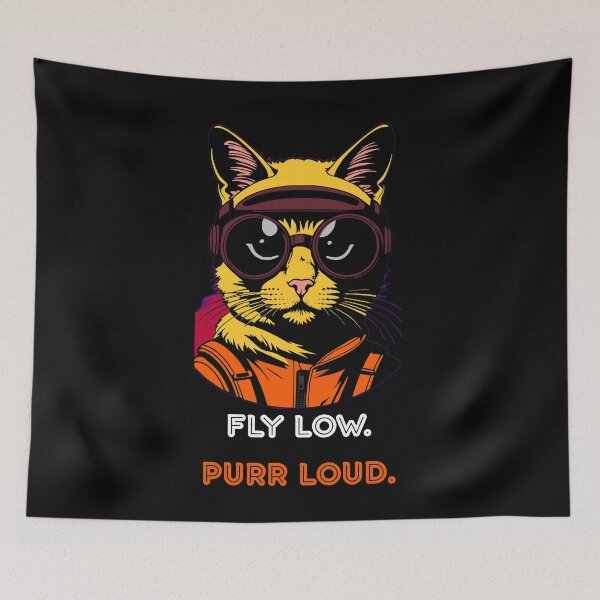 Item preview, Fly Low Purr Loud Cat Pilot Aviation Aesthetic designed and sold by Quotable Gear.