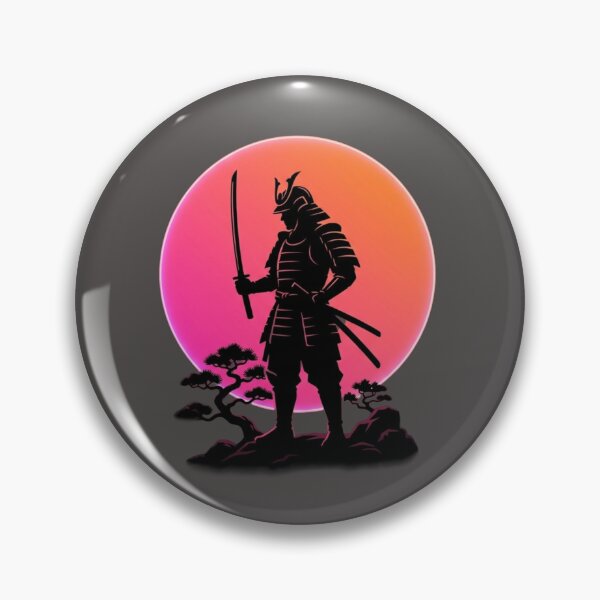 Item preview, Samurai Silhouette Sunset Neon designed and sold by Stickersdevelop.