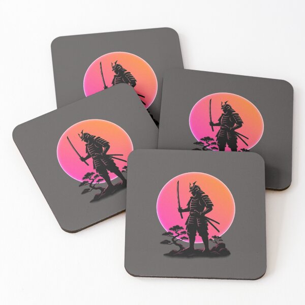 Item preview, Samurai Silhouette Sunset Neon designed and sold by Stickersdevelop.