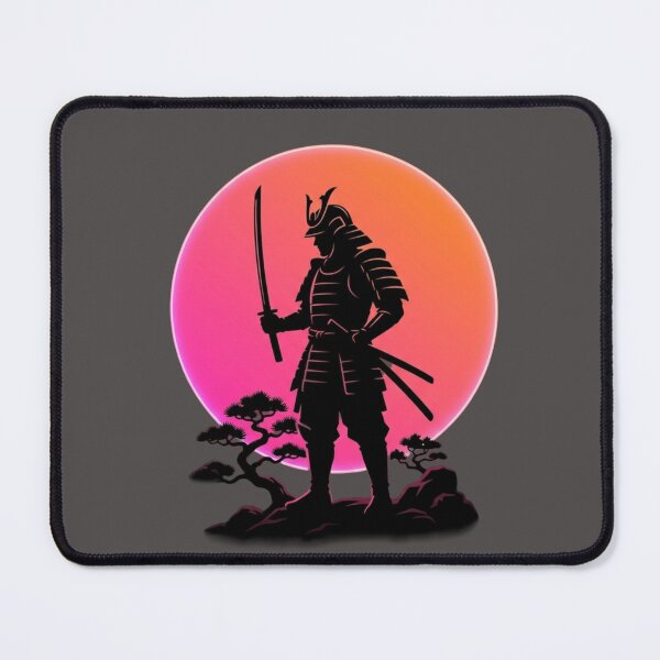 Item preview, Samurai Silhouette Sunset Neon designed and sold by Stickersdevelop.