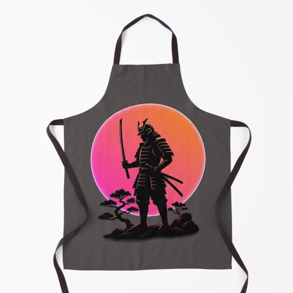Item preview, Samurai Silhouette Sunset Neon designed and sold by Stickersdevelop.