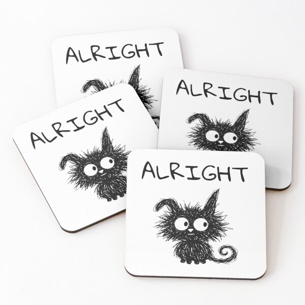 Item preview, Funny Black Cat – Alright Mood | Doodle Cat Meme designed and sold by moodiecatshop.