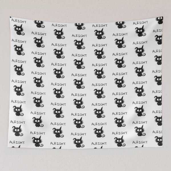 Item preview, Funny Black Cat – Alright Mood | Doodle Cat Meme designed and sold by moodiecatshop.