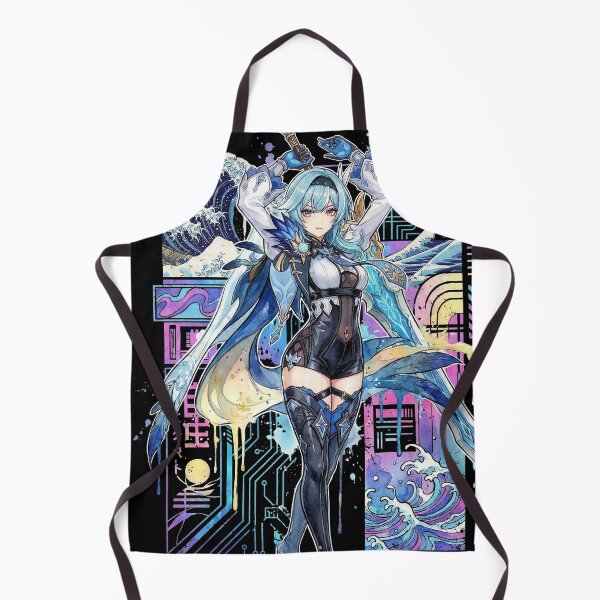 Item preview, Genshin Eula Vaporwave Glitch Palm Sunset Neon Grid Art designed and sold by Senpaiwaves.