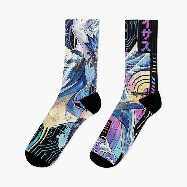 Item preview, Genshin Eula Vaporwave Glitch Palm Sunset Neon Grid Art designed and sold by Senpaiwaves.