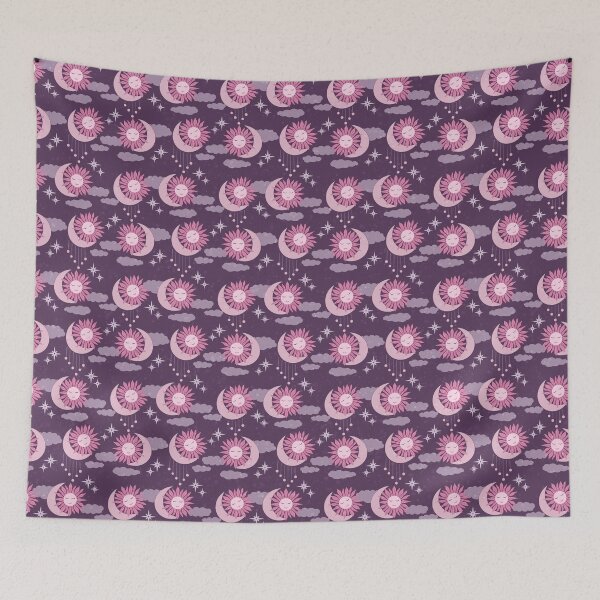 Item preview, Small scale of Purple Pink Celestial Sun Moon Feminine Witchy Pattern designed and sold by DColourMuse.