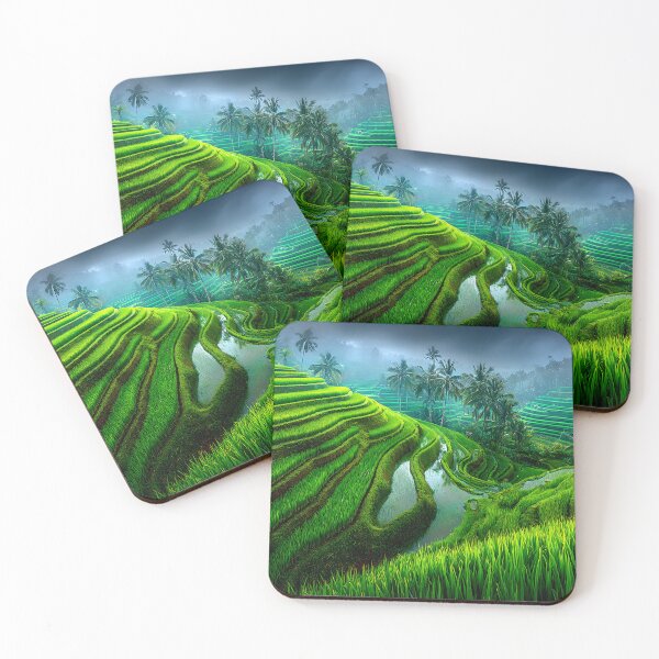 Item preview, Lush Green Rice Terraces Amidst Misty Surroundings designed and sold by Artessie.