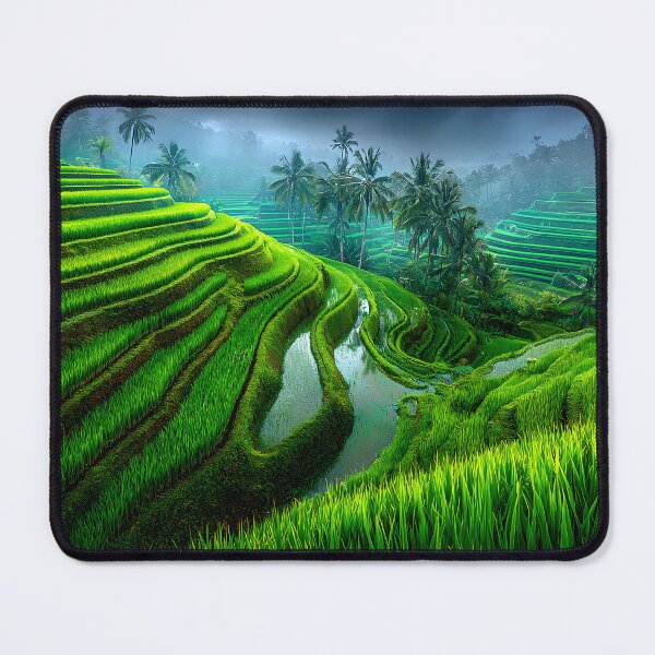 Item preview, Lush Green Rice Terraces Amidst Misty Surroundings designed and sold by Artessie.
