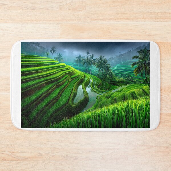 Item preview, Lush Green Rice Terraces Amidst Misty Surroundings designed and sold by Artessie.