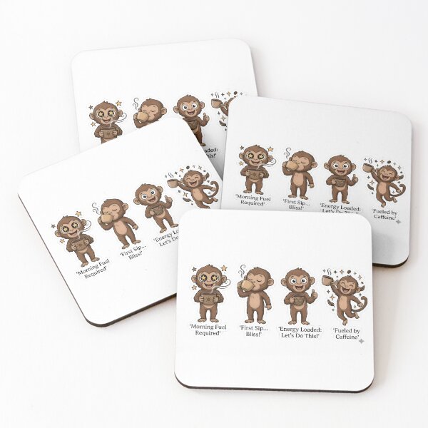Item preview, Funny morning coffee quotes pack, caffeine fueled 4 sticker set designed and sold by AlanyaArtX.