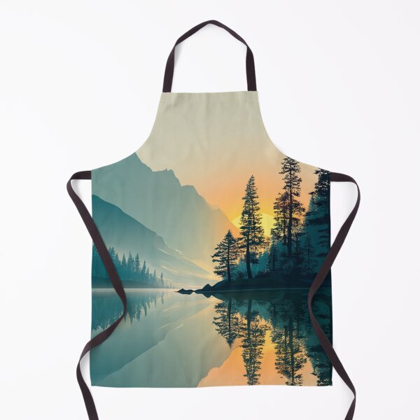 Item preview, Minimalist Mountain Lake Forest Sunset Reflection Art designed and sold by NicolasGlowArt.