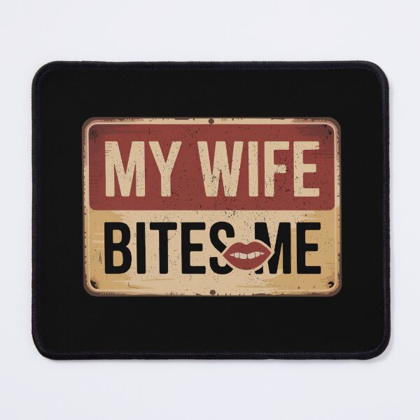 Item preview, My Wife Bites Me Shirt Funny Retro Warning Sign Design designed and sold by Wild Pixel Studio.