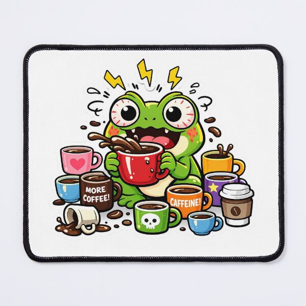 Item preview, Hyper Caffeinated Frog With Coffee Cups Sticker designed and sold by Barkybond.