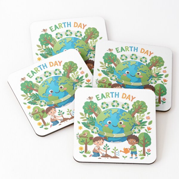 Item preview, Earth Day Craft Design Cute Recycle Planet with Kids Planting Trees Eco Friendly Illustration designed and sold by VineVibe16Studio.