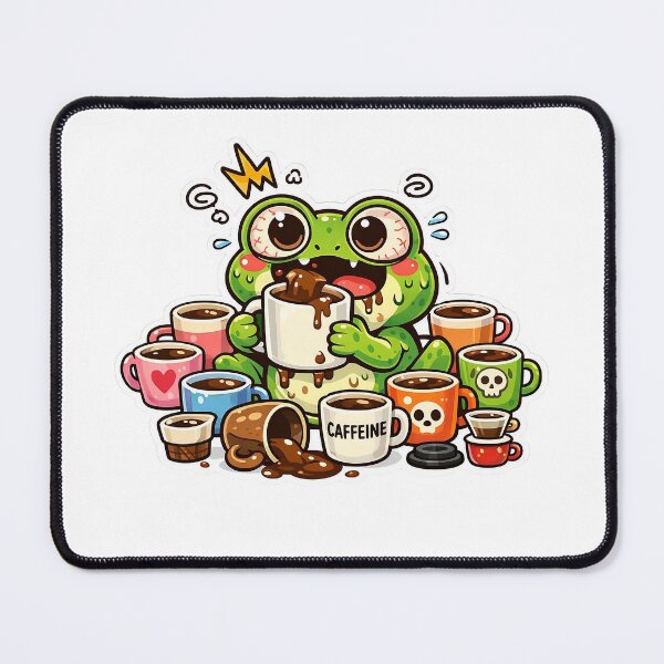 Item preview, Hyper Caffeinated Frog With Coffee Cups Funny Sticker designed and sold by Barkybond.
