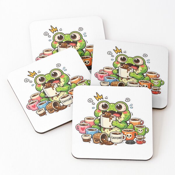 Item preview, Hyper Caffeinated Frog With Coffee Cups Funny Sticker designed and sold by Barkybond.