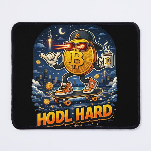 Item preview, HODL HARD – Bitcoin Skater Laser Eyes Crypto Design designed and sold by Conviction studio.