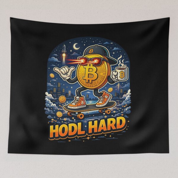 Artikelvorschau, HODL HARD – Bitcoin Skater Laser Eyes Crypto Design entworfen und verkauft von Conviction studio.
