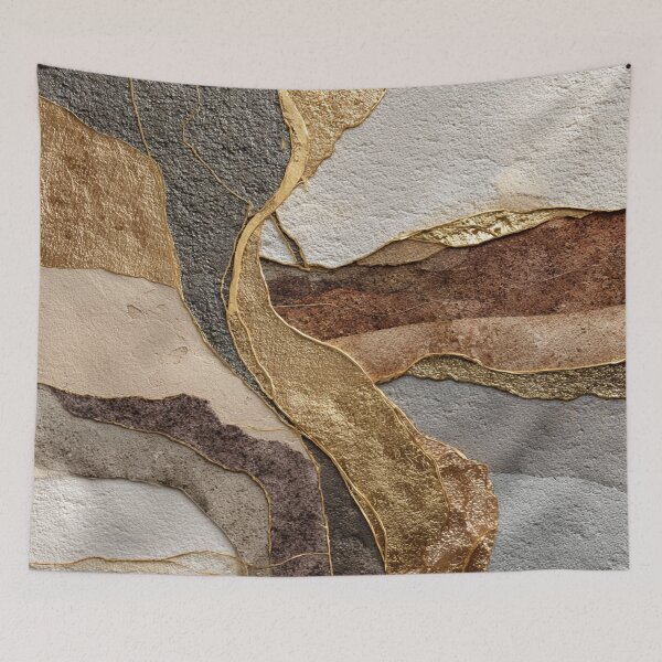 Item preview, Abstract gold textured wall art in beige, brown, and natural tones designed and sold by CosmicGlyph.