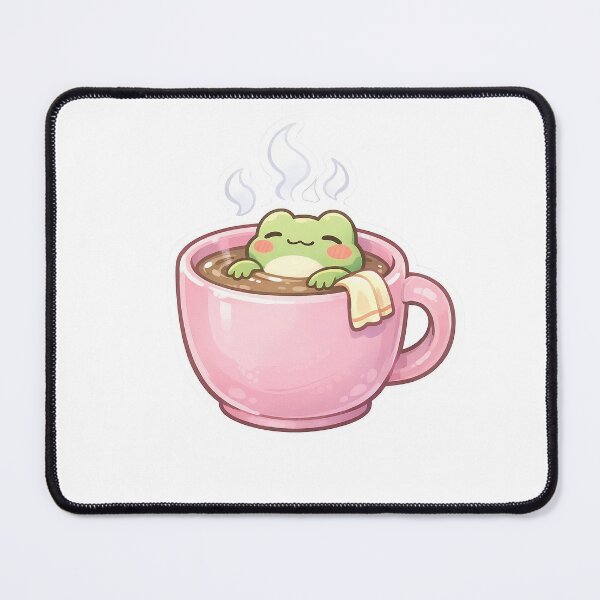 Item preview, Cute Frog Relaxing in Pink Cup Warm Drink Sticker designed and sold by Barkybond.