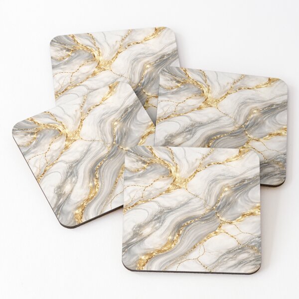 Item preview, Sophisticated White and Gold Swirl Marble - Kintsugi Stone Texture designed and sold by OpenDreamArts.