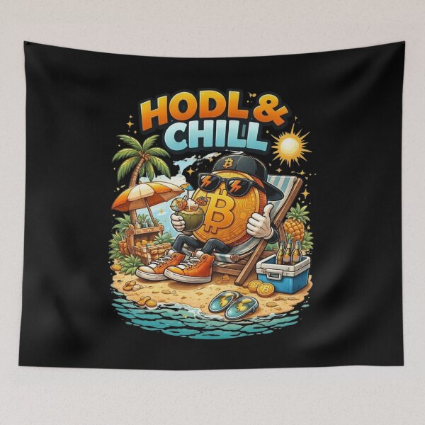 Artikelvorschau, HODL & Chill – Lustiges Bitcoin-Strand-Lifestyle-Krypto-Design entworfen und verkauft von Conviction studio.