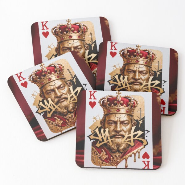 Item preview, Royal King of Hearts Playing Card Gold Graffiti Art Print designed and sold by sayntastic.