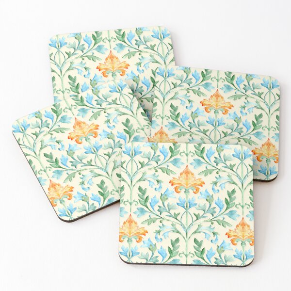 Item preview, Spring Florentine Floral Watercolor Damask on Cream  designed and sold by micklyn.
