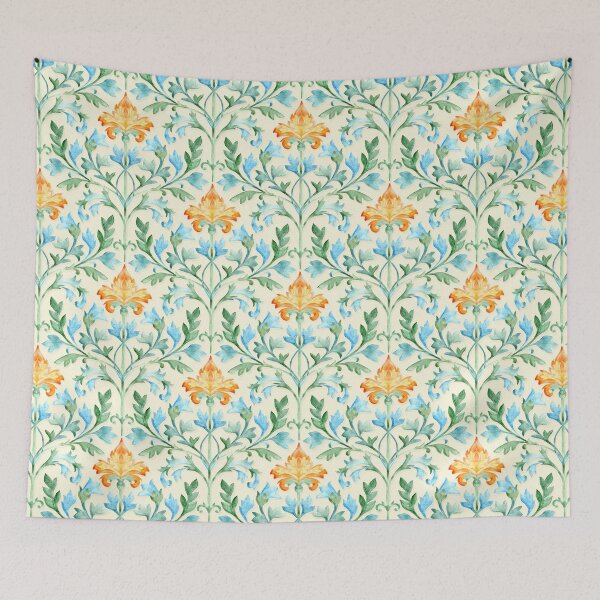 Item preview, Spring Florentine Floral Watercolor Damask on Cream  designed and sold by micklyn.