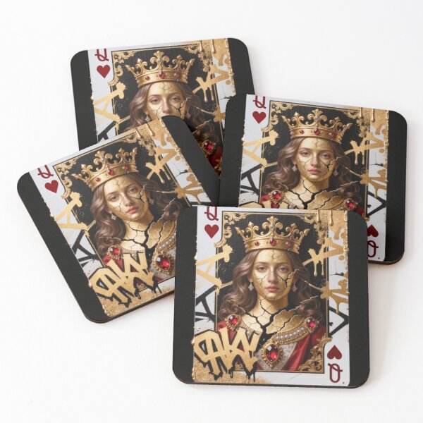 Item preview, Royal Queen of Hearts Playing Card Gold Graffiti Art Print designed and sold by sayntastic.