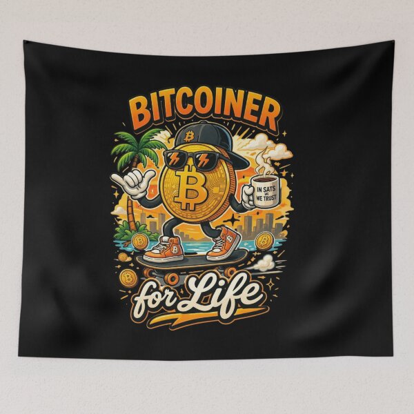 Artikelvorschau, Bitcoiner fürs Leben – Lustiges Bitcoin-Skater-Krypto-Design entworfen und verkauft von Conviction studio.