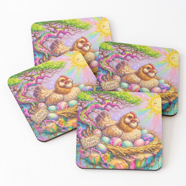 Item preview, Easter Egger with Colorful Eggs and Kawaii Sun designed and sold by M-Y-A-R-T-.