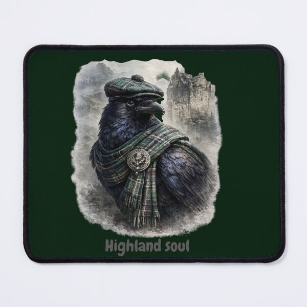 Item preview, Crow Wearing Tartan Castle Tee designed and sold by MoorishThistle.