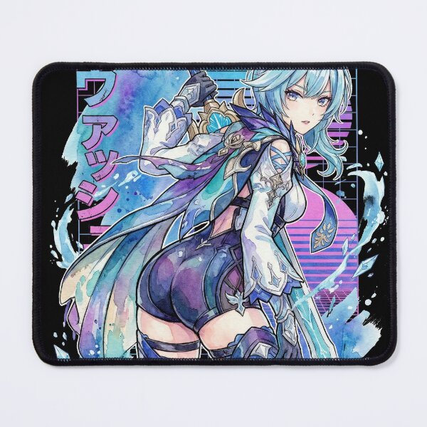 Item preview, Genshin Impact Eula Vaporwave Neon Japanese Text Overlay Design designed and sold by Senpaiwaves.