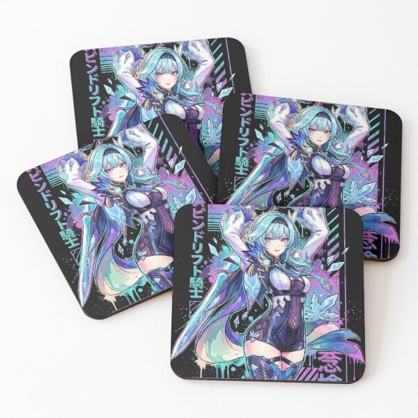 Item preview, Eula Genshin Vaporwave Retro Wave Pink Blue Gradient Portrait designed and sold by Senpaiwaves.