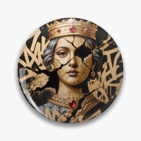 Item preview, Dark Gold Queen Playing Card Graffiti Luxury Street Art Print designed and sold by sayntastic.