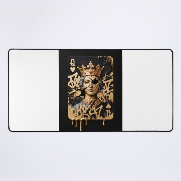 Item preview, Dark Gold Queen Playing Card Graffiti Luxury Street Art Print designed and sold by sayntastic.