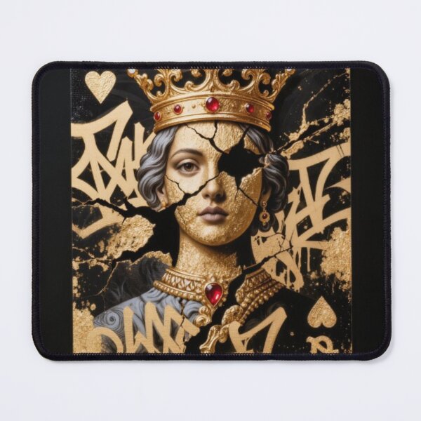 Item preview, Dark Gold Queen Playing Card Graffiti Luxury Street Art Print designed and sold by sayntastic.
