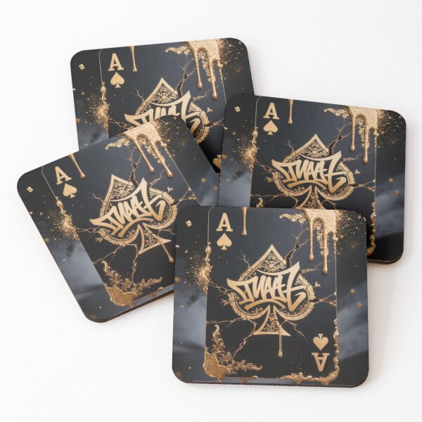 Item preview, Dark Gold Ace of Spades Playing Card Graffiti Luxury Art Print designed and sold by sayntastic.