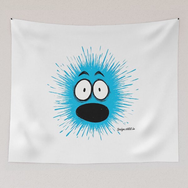 Item preview, Shocked Blue Spiky Monster Face - Expressive Funny Cartoon Art Print designed and sold by DesignArtist.ia.