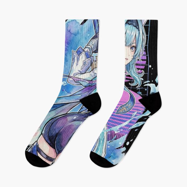 Item preview, Eula Vaporwave Genshin Impact Synthwave Thigh Boots Icon designed and sold by Senpaiwaves.